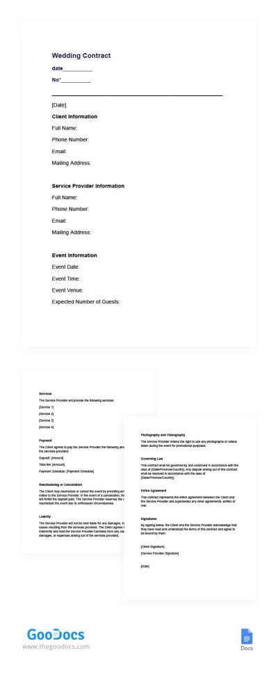 Wedding Contract Template