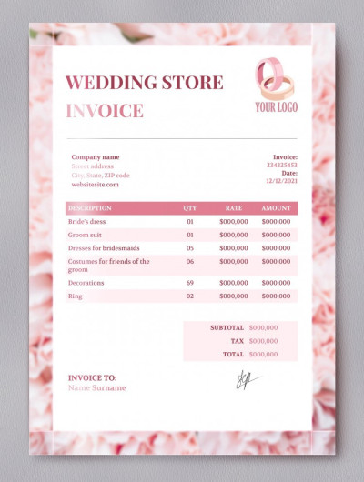 Wedding Store Invoice Template