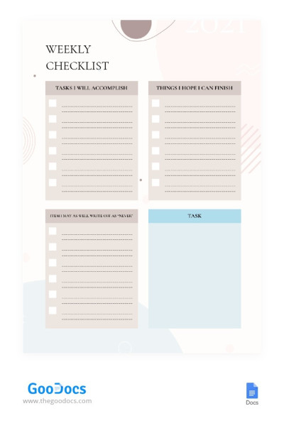 Weekly Checklist Template