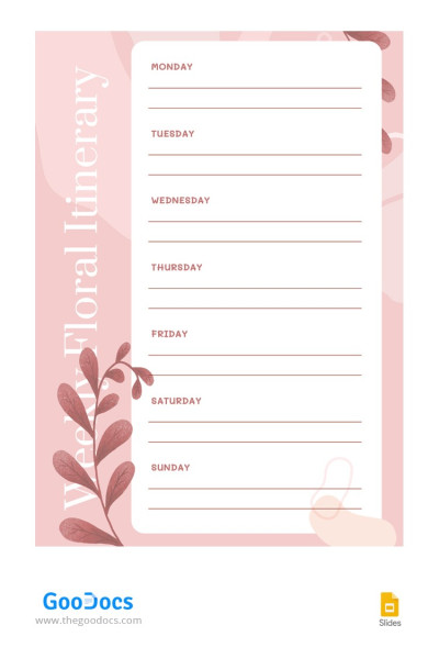 Weekly Floral Itinerary Template