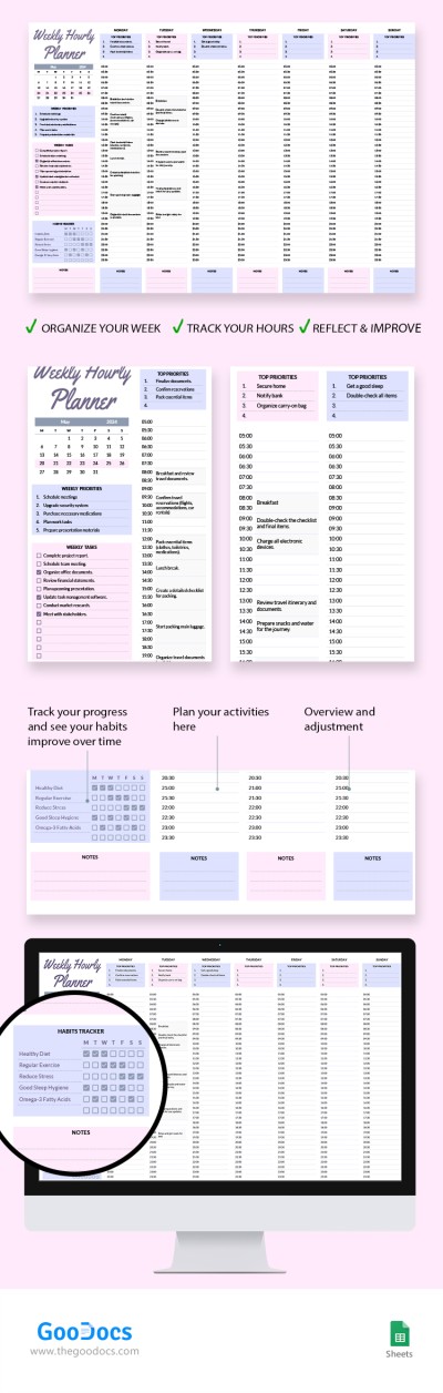 Weekly Hourly Planner Template