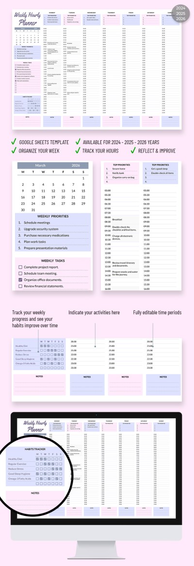 Weekly Hourly Planner Template