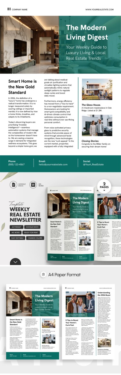 Modèle de bulletin d'information immobilier hebdomadaire Modèle