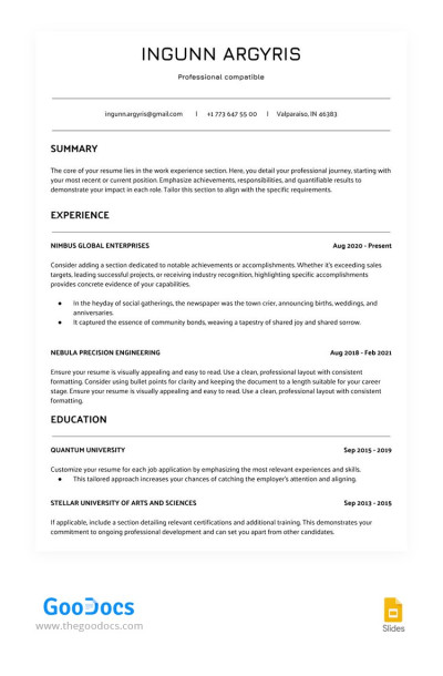 White ATS Сompatible Resume - ATS Resume