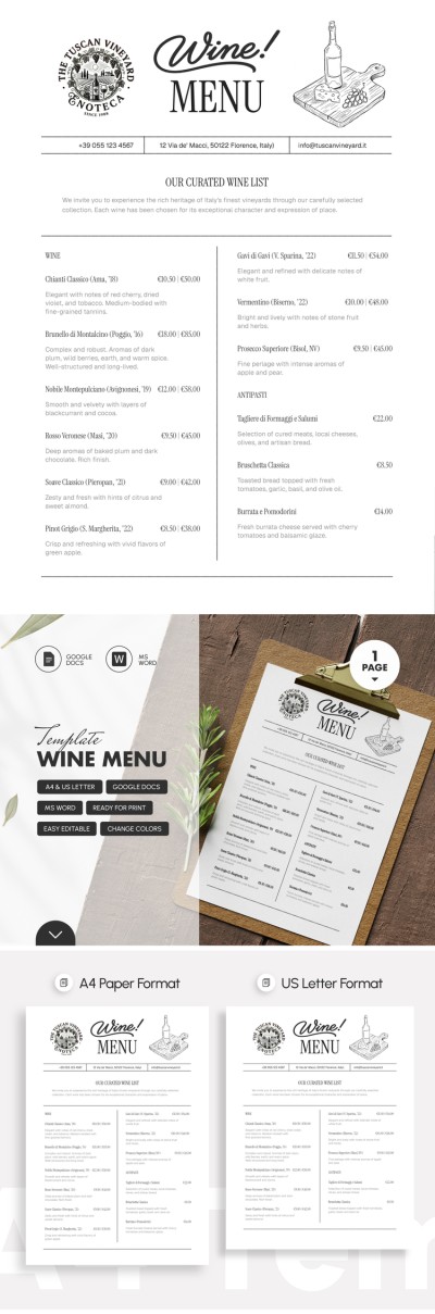 <b>Menu Vini</b> Modello