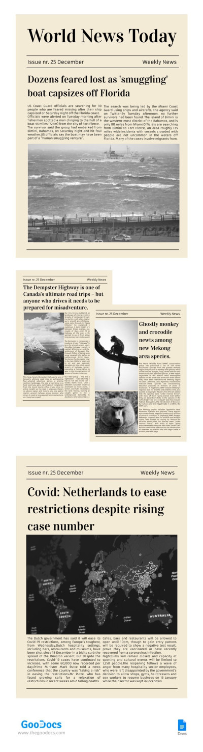 World Newspaper Template