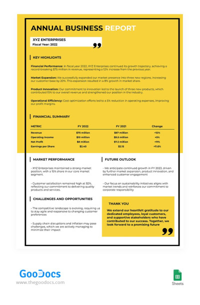 Yellow Annual Business Report - Business Reports