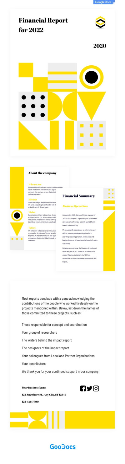 Relatório Financeiro Amarelo Modelo