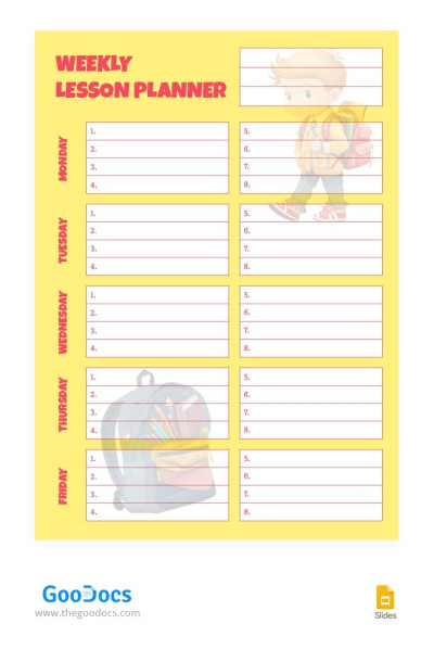 Yellow Planner Lesson Template