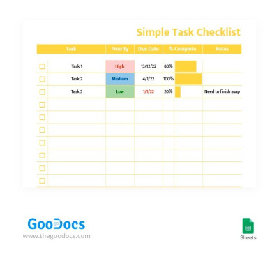 黄色简单任务清单 模板